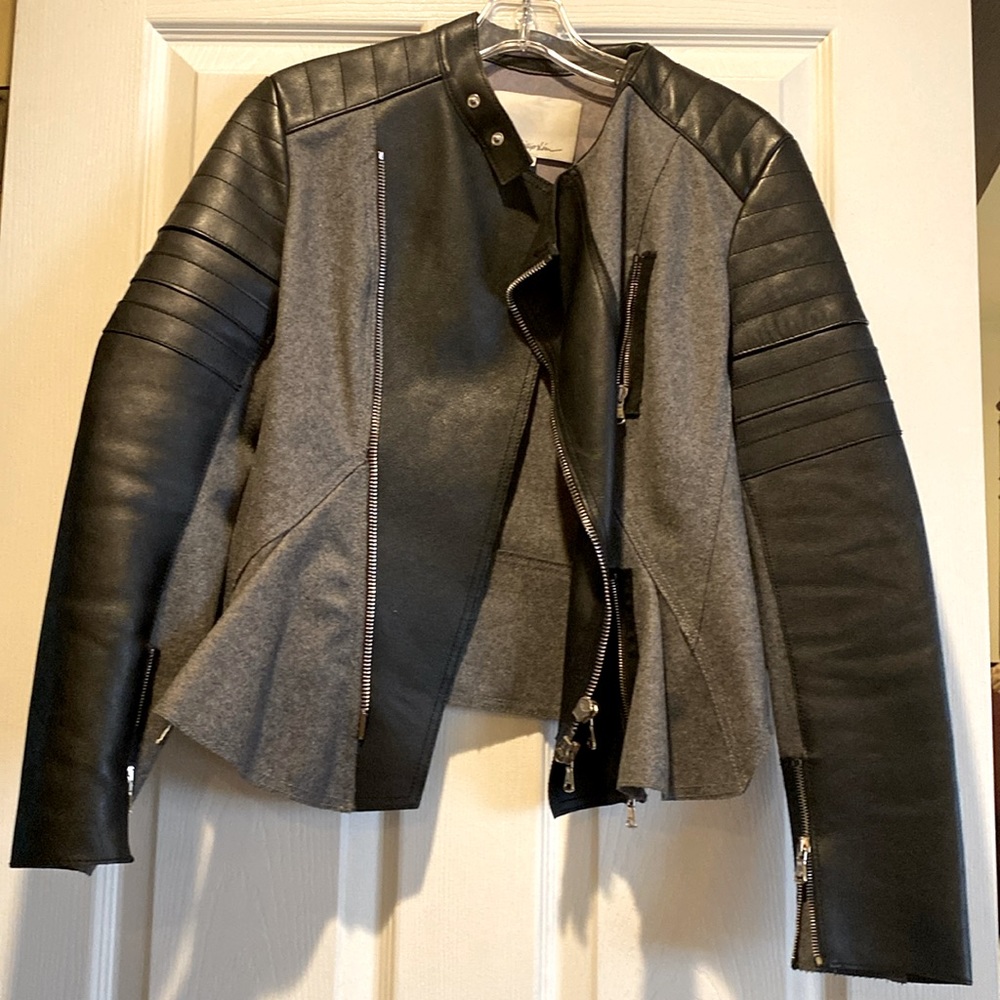 3.1 Philip Lim Designer Leather & Wool Moto Jacket - Size 2 Worn Once